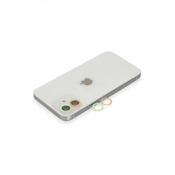 Newface Apple iPhone 11 Renkli Kamera Lens Koruma Cam - Turuncu-Yeşil