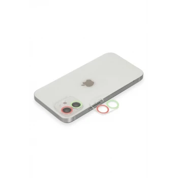 Newface Apple iPhone 11 Renkli Kamera Lens Koruma Cam - Yeşil-Pembe