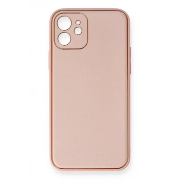 Newface Apple iPhone 12 Kılıf Coco Deri Silikon Kapak - Pembe