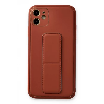Newface Apple iPhone 12 Kılıf Coco Deri Standlı Kapak - Fuşya