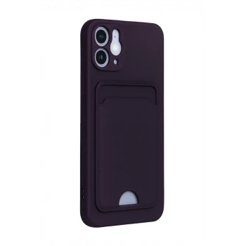 Newface Apple iPhone 12 Kılıf Kelvin Kartvizitli Silikon - Derin Mor