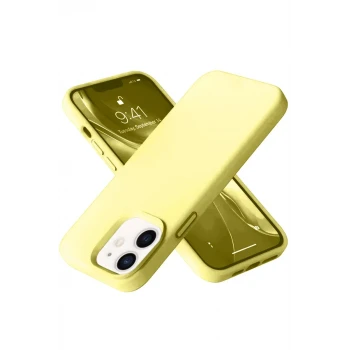 Newface Apple iPhone 12 Kılıf Nano içi Kadife Silikon- Sarı