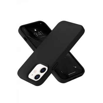 Newface Apple iPhone 12 Kılıf Nano içi Kadife Silikon- Siyah