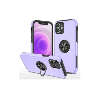 Newface Apple iPhone 12 Mini Kılıf Elit Yüzüklü Kapak - Mor