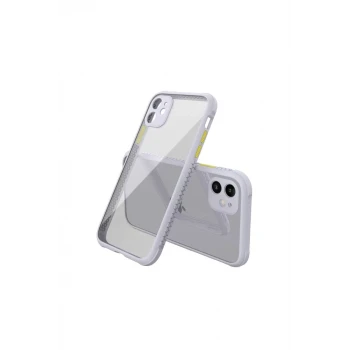 Newface Apple iPhone 12 Mini Kılıf Miami Şeffaf Silikon - Lila
