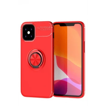 Newface Apple iPhone 12 Mini Kılıf Range Yüzüklü Silikon - Kırmızı