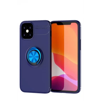 Newface Apple iPhone 12 Mini Kılıf Range Yüzüklü Silikon - Mavi