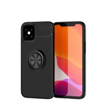 Newface Apple iPhone 12 Mini Kılıf Range Yüzüklü Silikon - Siyah
