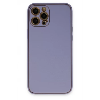 Newface Apple iPhone 12 Pro Kılıf Coco Deri Silikon Kapak - Açık Lila