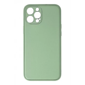 Newface Apple iPhone 12 Pro Kılıf Coco Deri Silikon Kapak - Açık Yeşil