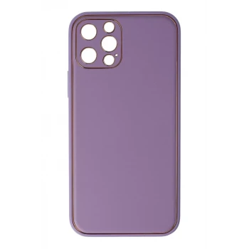 Newface Apple iPhone 12 Pro Kılıf Coco Deri Silikon Kapak - Lila
