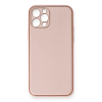 Newface Apple iPhone 12 Pro Kılıf Coco Deri Silikon Kapak - Pembe