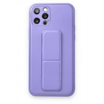 Newface Apple iPhone 12 Pro Kılıf Coco Deri Standlı Kapak - Koyu Lila