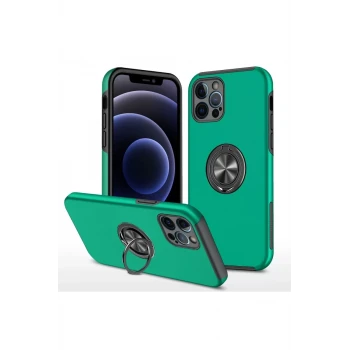 Newface Apple iPhone 12 Pro Kılıf Elit Yüzüklü Kapak - Yeşil