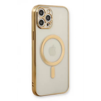 Newface Apple iPhone 12 Pro Kılıf Magneticsafe Lazer Silikon - Gold