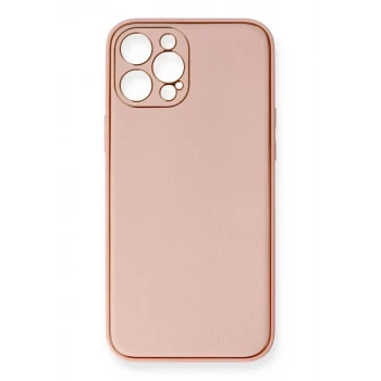 Newface Apple iPhone 12 Pro Max Kılıf Coco Deri Silikon Kapak - Pembe