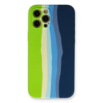 Newface Apple iPhone 12 Pro Max Kılıf Ebruli Lansman Silikon - Yeşil-Koyu Yeşil