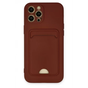 Newface Apple iPhone 12 Pro Max Kılıf Kelvin Kartvizitli Silikon - Bordo