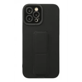 Newface Apple iPhone 12 Pro Max Kılıf Mega Standlı Silikon - Siyah