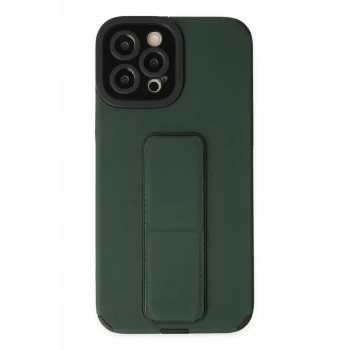 Newface Apple iPhone 12 Pro Max Kılıf Mega Standlı Silikon - Yeşil