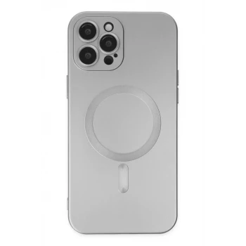 Newface Apple iPhone 12 Pro Max Kılıf Moshi Lens Magneticsafe Silikon - Gümüş
