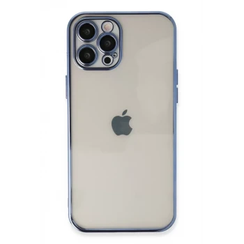 Newface Apple iPhone 12 Pro Max Kılıf Razer Lensli Silikon - Açık Mavi