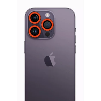 Newface Apple iPhone 12 Pro Neon Fosforlu Kamera Lens - Turuncu
