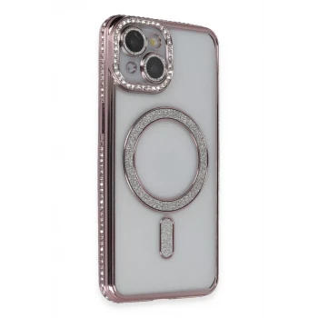 Newface Apple iPhone 13 Kılıf Joke Simli Magneticsafe Kılıf - Pembe