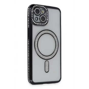 Newface Apple iPhone 13 Kılıf Joke Simli Magneticsafe Kılıf - Siyah