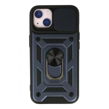 Newface Apple iPhone 13 Kılıf Pars Lens Yüzüklü Silikon - Lacivert