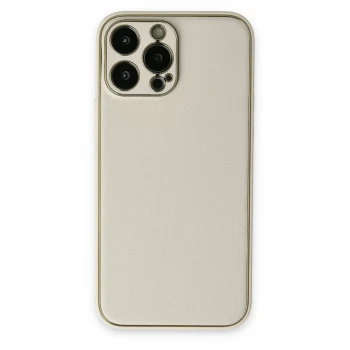 Newface Apple iPhone 13 Pro Kılıf Coco Deri Silikon Kapak - Beyaz