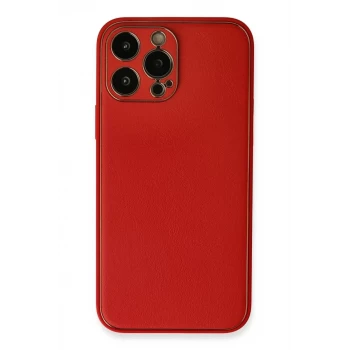 Newface Apple iPhone 13 Pro Kılıf Coco Deri Silikon Kapak - Kırmızı