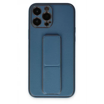 Newface Apple iPhone 13 Pro Kılıf Coco Deri Standlı Kapak - Açık Mavi