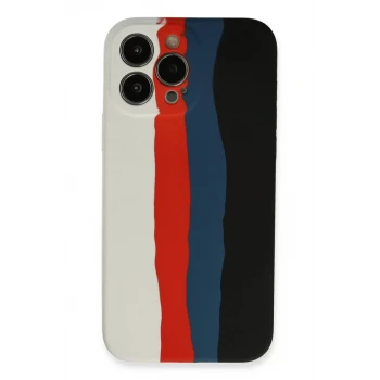 Newface Apple iPhone 13 Pro Kılıf Ebruli Lansman Silikon - Beyaz-Siyah