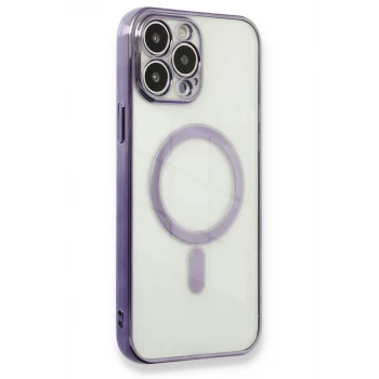 Newface Apple iPhone 13 Pro Kılıf Magneticsafe Lazer Silikon - Mor