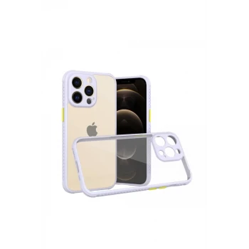 Newface Apple iPhone 13 Pro Kılıf Miami Şeffaf Silikon - Lila