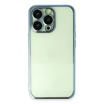 Newface Apple iPhone 13 Pro Kılıf Razer Lensli Silikon - Açık Mavi