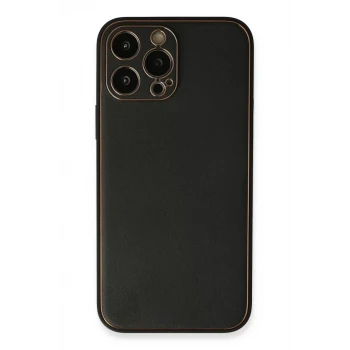 Newface Apple iPhone 13 Pro Max Kılıf Coco Deri Silikon Kapak - Siyah