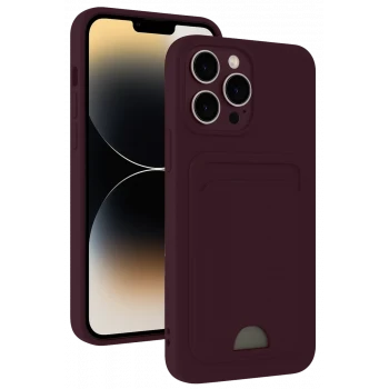 Newface Apple iPhone 13 Pro Max Kılıf Kelvin Kartvizitli Silikon - Derin Mor