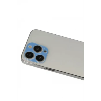 Newface Apple iPhone 13 Pro Max Rainbow Kamera Lens Koruma Cam - Mavi