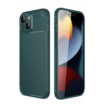 Newface Apple iPhone 14 Kılıf Auto Focus Karbon Kapak - Koyu Yeşil