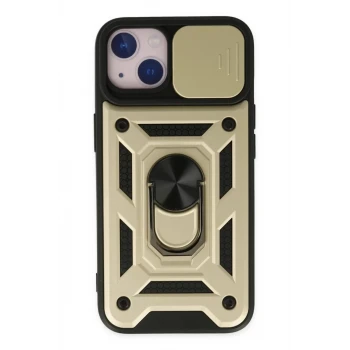 Newface Apple iPhone 14 Kılıf Pars Lens Yüzüklü Silikon - Gold