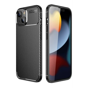 Newface Apple iPhone 14 Plus Kılıf Auto Focus Karbon Kapak - Siyah