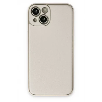 Newface Apple iPhone 14 Plus Kılıf Coco Deri Silikon Kapak - Beyaz