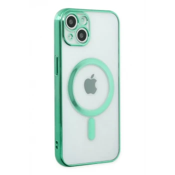 Newface Apple iPhone 14 Plus Kılıf Magneticsafe Lazer Silikon - Haki Yeşil