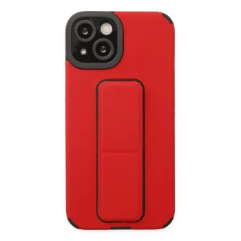 Newface Apple iPhone 14 Plus Kılıf Mega Standlı Silikon - Kırmızı