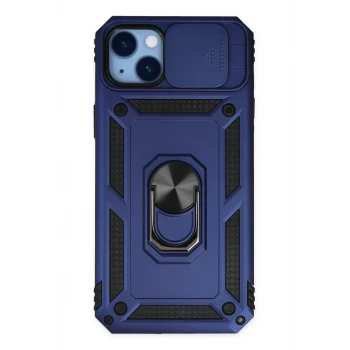 Newface Apple iPhone 14 Plus Kılıf Pars Lens Yüzüklü Silikon - Lacivert