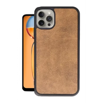 Newface Apple iPhone 14 Pro Kılıf Aras Deri Kapak - Taba