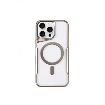 Newface Apple iPhone 14 Pro Kılıf Boyi Magsafe Silikon Kapak - Gümüş