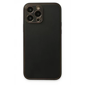 Newface Apple iPhone 14 Pro Kılıf Coco Deri Silikon Kapak - Siyah